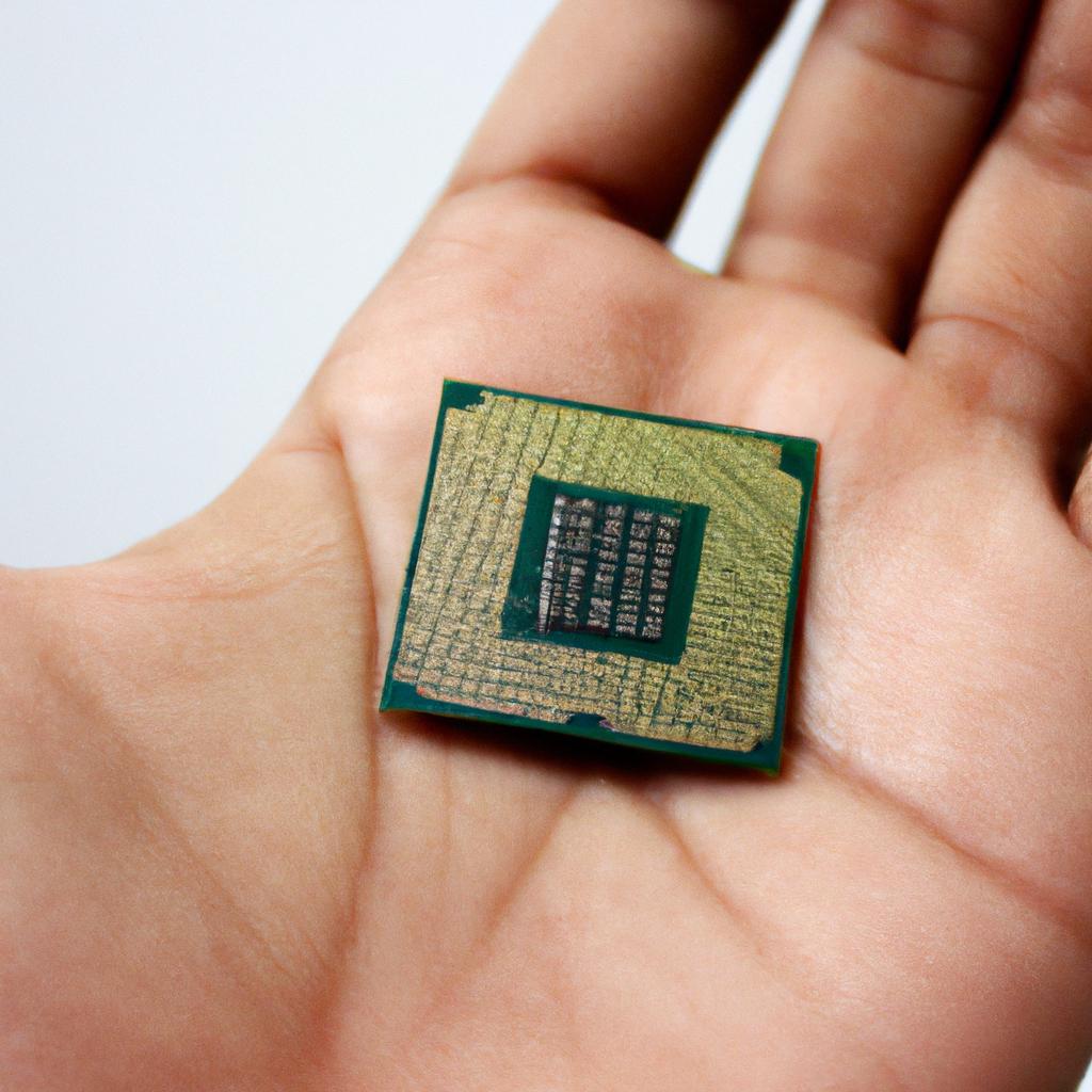Person holding computer processor chip