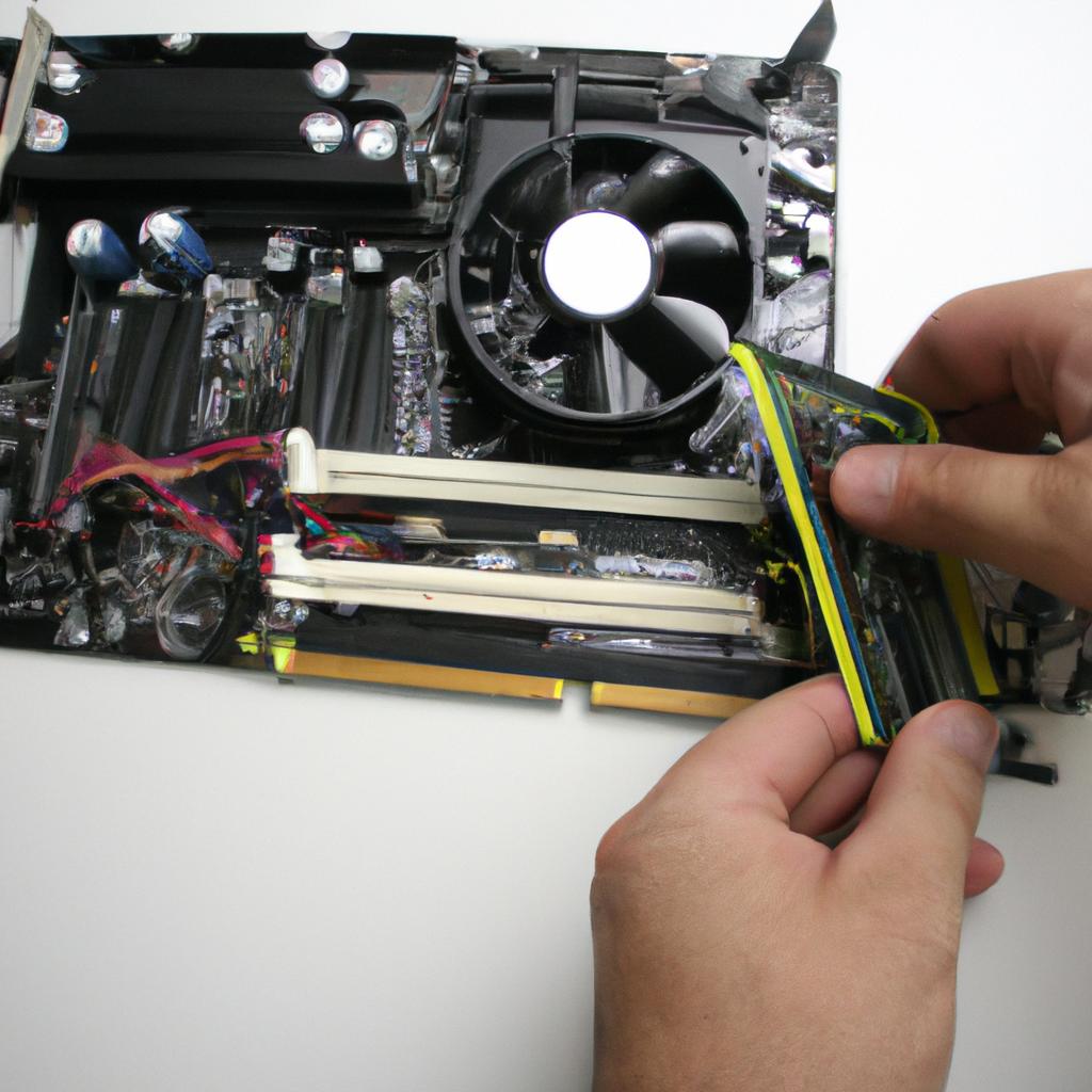 Person installing expansion card in computer